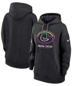Green Bay Packers Nike Women's 2024 NFL Crucial Catch Club Pullover Hoodie - Black