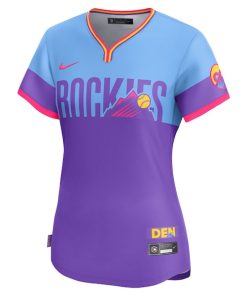 Alternative view of Colorado Rockies Nike Women's 2025 City Connect Limited Jersey - Purple/Light Blue