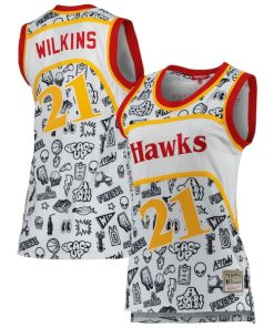 Dominique Wilkins Atlanta Hawks Women's 1986 Doodle Swingman Jersey - White