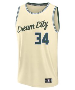 Alternative view of Giannis Antetokounmpo Milwaukee Bucks  Youth 2025/26 City Edition Fast Break Jersey - Cream