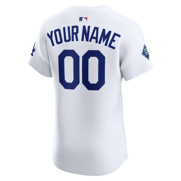 Los Angeles Dodgers Nike Home Elite Sponsor Patch Custom Jersey - White - Image 3
