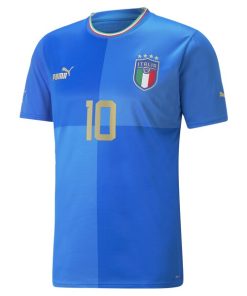 Alternative view of Lorenzo Insigne Italy National Team Puma 2022/23 Home Replica Player Jersey - Blue