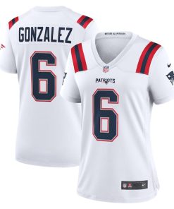 Christian Gonzalez New England Patriots Nike Women's  Game Jersey -  White/Navy/Red