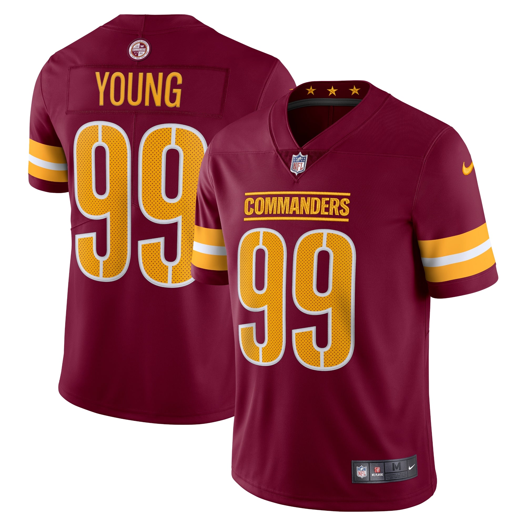 Chase Young Washington Commanders Nike Alternate Vapor Limited Jersey - Black/Burgundy/White - Image 7