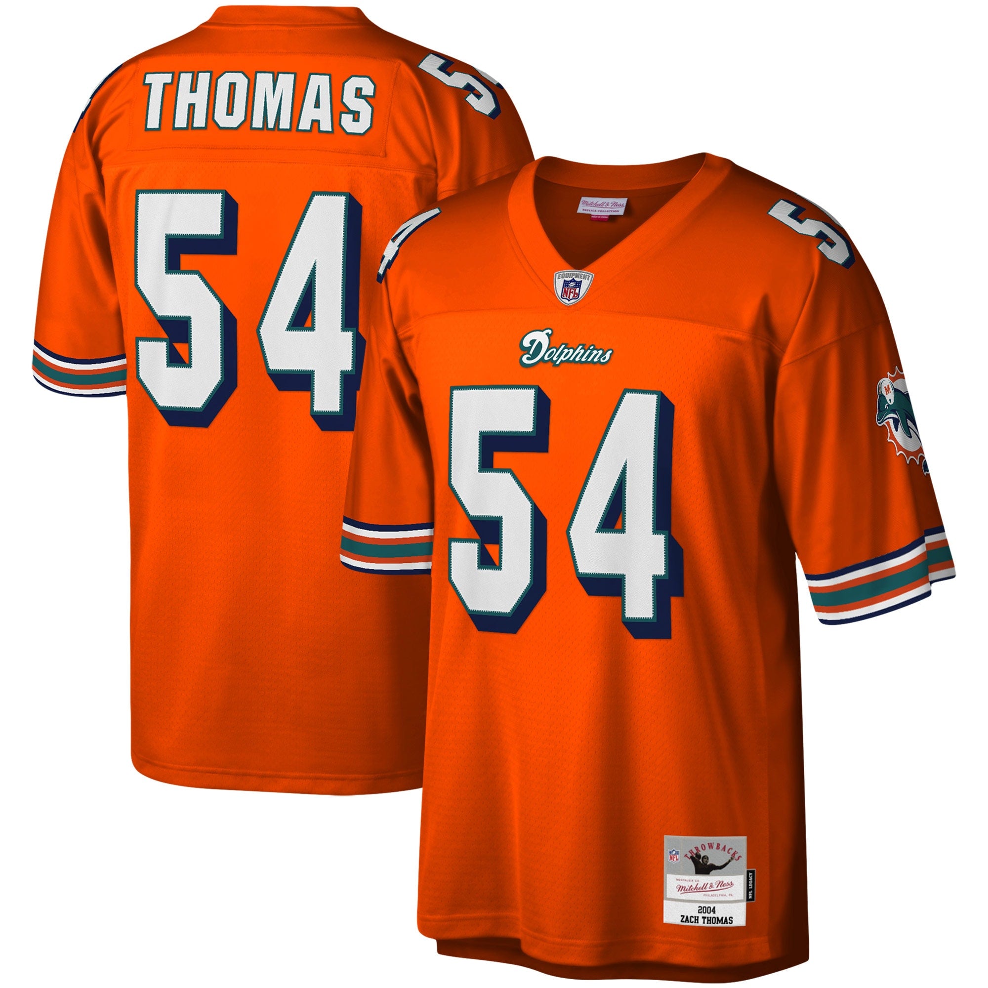 Zach Thomas Miami Dolphins Legacy Replica Jersey - Aqua/Orange/White - Image 7