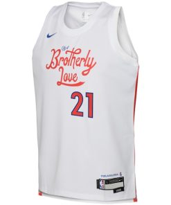 Alternative view of Joel Embiid Philadelphia 76ers Nike Youth 2022/23 Swingman Jersey - City Edition - White