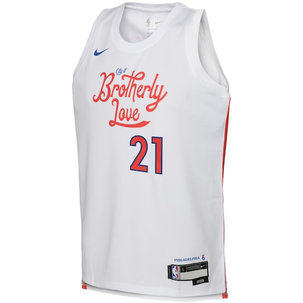 Joel Embiid Philadelphia 76ers Nike Youth 2022/23 Swingman Jersey - City Edition - White - Image 2