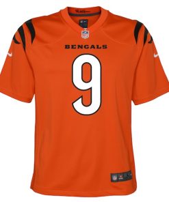Alternative view of Joe Burrow Cincinnati Bengals Nike Youth Game Jersey - Orange