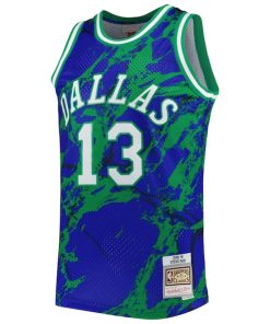 Alternative view of Steve Nash Dallas Mavericks 1998/99 Hardwood Classics Marble Swingman Jersey - Blue