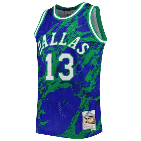 Steve Nash Dallas Mavericks 1998/99 Hardwood Classics Marble Swingman Jersey - Blue - Image 2