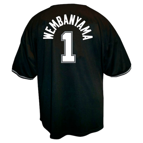 Victor Wembanyama San Antonio Spurs Profile Big & Tall Name & Number Button-Up Jersey - Black - Image 3