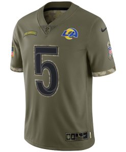 Alternative view of Jalen Ramsey Los Angeles Rams Nike 2022 Salute To Service Limited Jersey - Olive