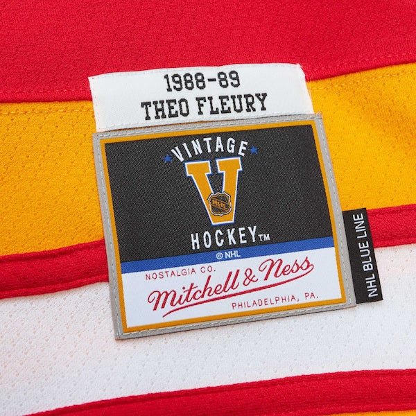 Theoren Fleury Calgary Flames 1988/89 Blue Line Player Jersey - Red - Image 5