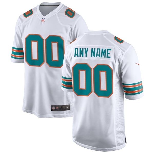 Miami Dolphins Nike Alternate Custom Game Jersey - White/Aqua - Image 2