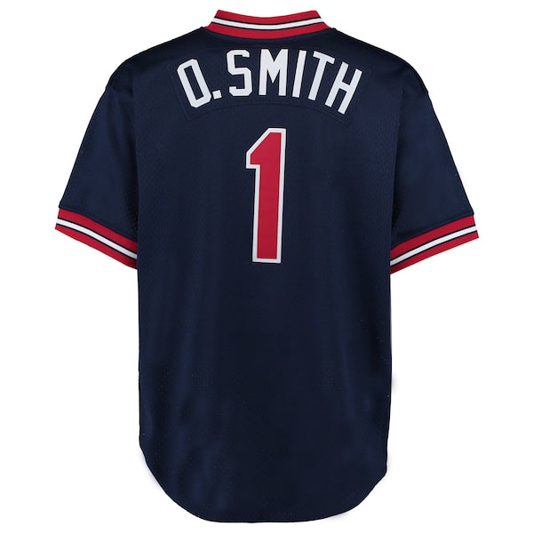 Ozzie Smith St. Louis Cardinals 1994 Authentic Cooperstown Collection Mesh Batting Practice Jersey - Navy/Scarlet - Image 5