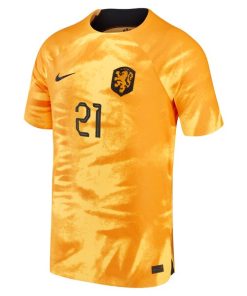 Alternative view of Frenkie de Jong Netherlands National Team Nike 2022/23 Home Vapor Match Authentic Player Jersey - Orange