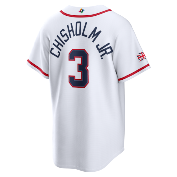 Jazz Chisholm Jr. Great Britain Baseball Nike 2026 World Baseball Classic Home Stadium Jersey - White - Image 3