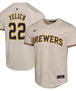 Christian Yelich Milwaukee Brewers Nike Youth Home Game Player Jersey - Cream