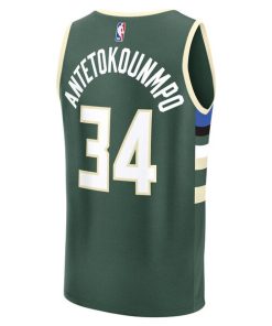 Alternative view of Giannis Antetokounmpo Milwaukee Bucks  Youth Fast Break Replica Player Jersey - Icon Edition - Hunter Green