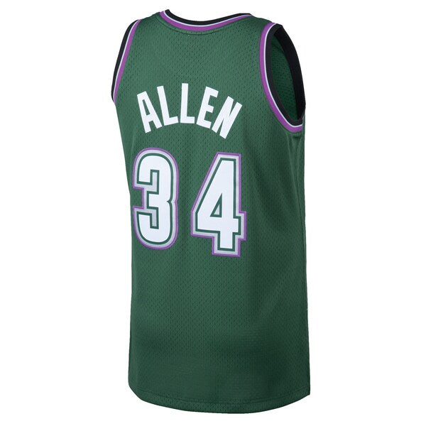Ray Allen Milwaukee Bucks 1996/97 Hardwood Classics Swingman Jersey - Kelly Green - Image 3