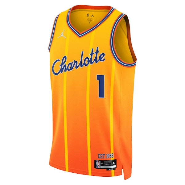 LaMelo Ball Charlotte Hornets Jordan Brand Unisex 2025/26 Swingman Jersey - Orange - City Edition - Image 2
