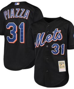 Alternative view of Mike Piazza New York Mets Youth Cooperstown Collection Mesh Batting Practice Jersey - Black/Orange