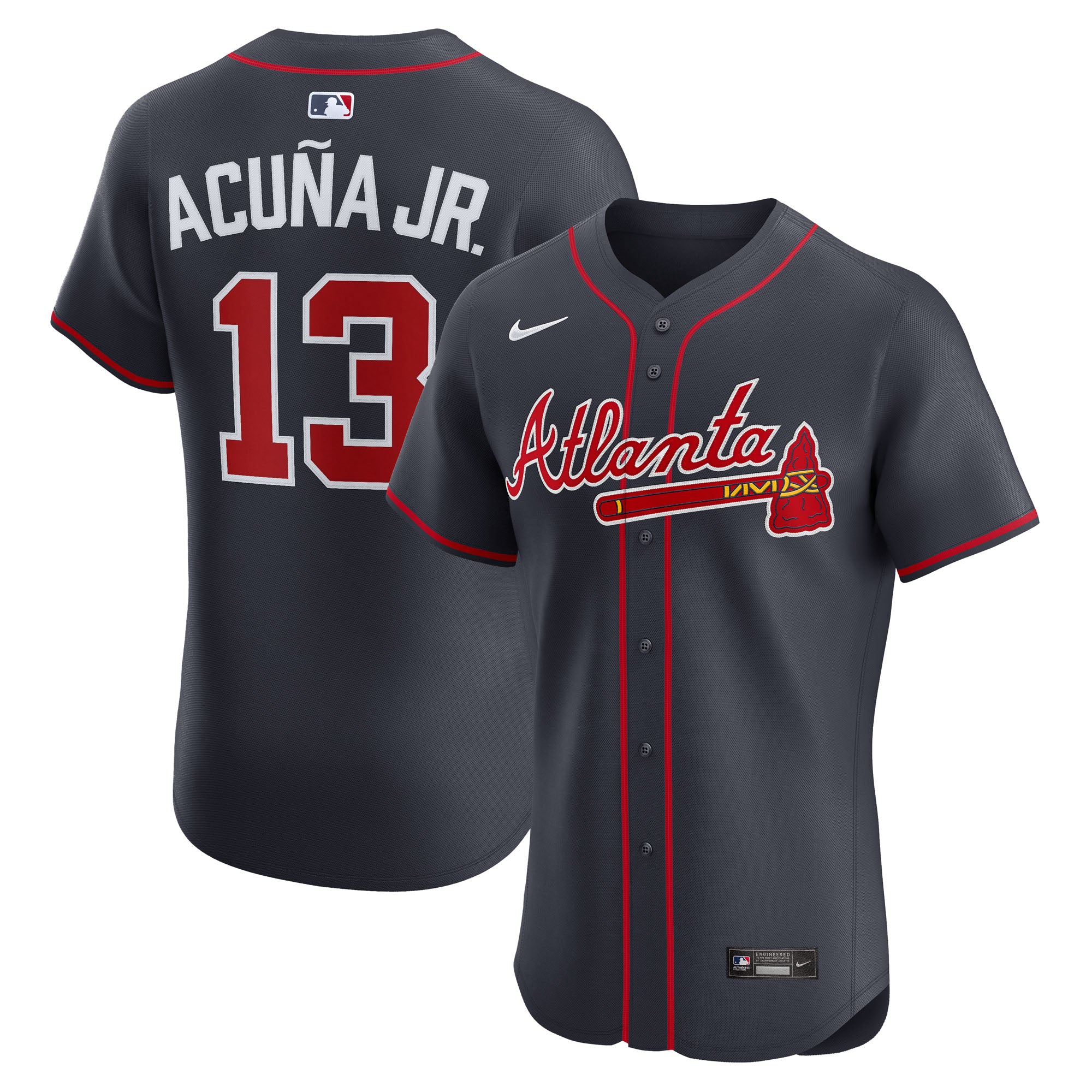 Ronald Acu?a Jr. Atlanta Braves Nike Alternate 2 Elite Jersey - Red/White/Navy - Image 8