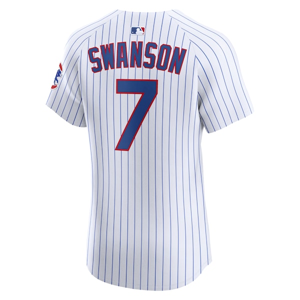 Dansby Swanson Chicago Cubs Nike Home Elite Jersey - White - Image 3