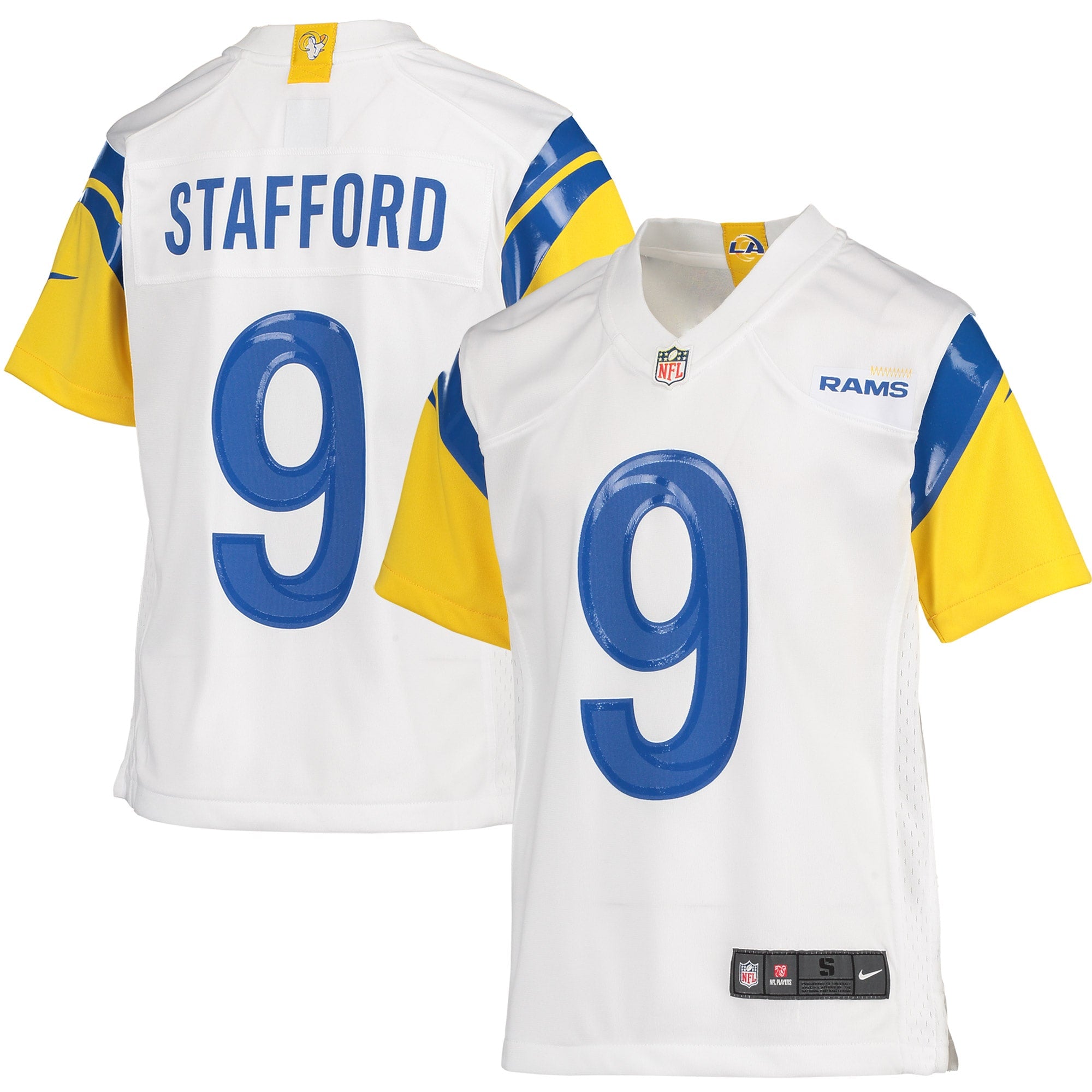 Matthew Stafford Los Angeles Rams Nike Youth Game Jersey - Royal/Cream/White - Image 11