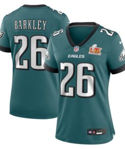 Saquon Barkley Philadelphia Eagles Nike Women's Super Bowl LIX Game Player Jersey - Midnight Green