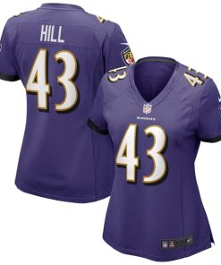 Justice Hill Baltimore Ravens Nike Women's Game Jersey - Purple