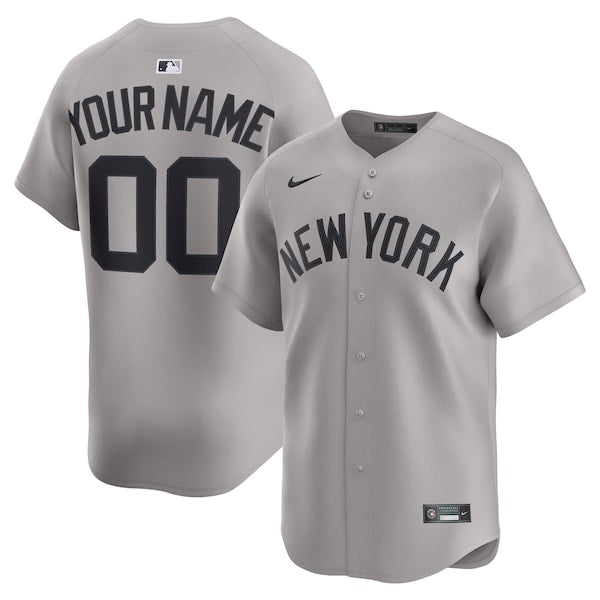 New York Yankees Nike Away Limited Custom Jersey - Gray/White - Image 2