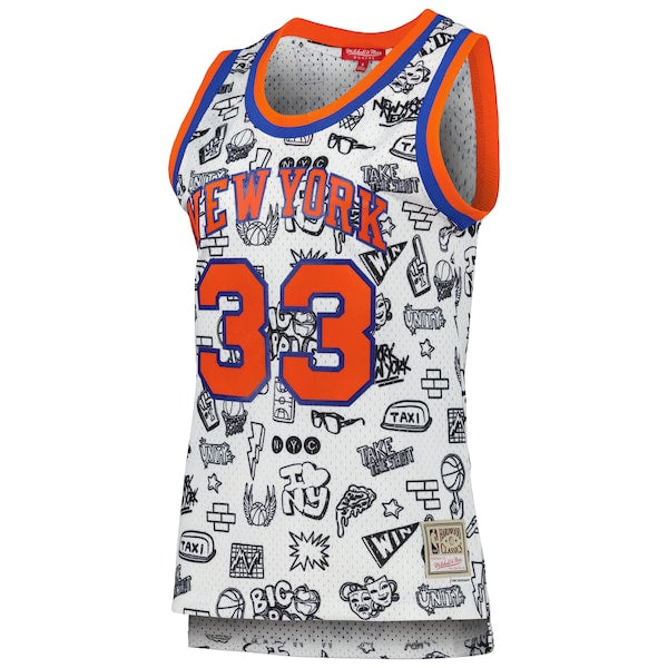 Patrick Ewing New York Knicks Women's 1991 Doodle Swingman Jersey - White - Image 2