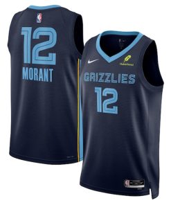 Ja Morant Memphis Grizzlies Nike Unisex Swingman Badge Player Jersey - Icon Edition - Navy