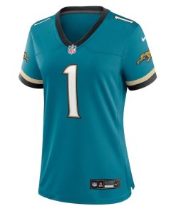 Alternative view of Travis Etienne Jr Jacksonville Jaguars Nike Women's Prowler Throwback Game Jersey - Teal