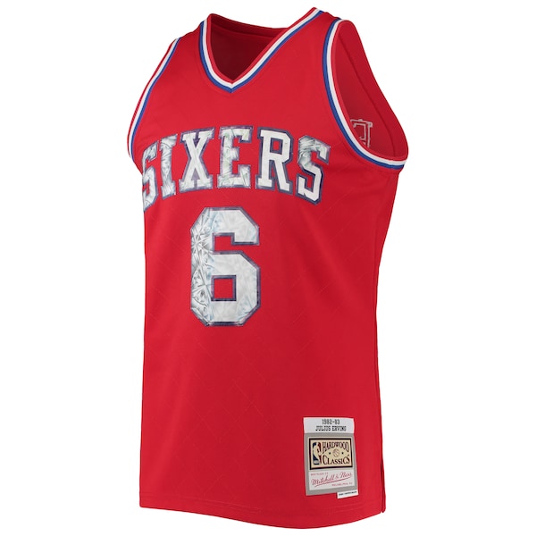 Julius Erving Philadelphia 76ers 1982/83 Hardwood Classics NBA 75th Anniversary Diamond Swingman Jersey - Red - Image 2