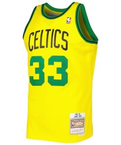 Alternative view of Larry Bird Boston Celtics  1985-86 Hardwood Classics Reload 3.0 Swingman Jersey - Gold
