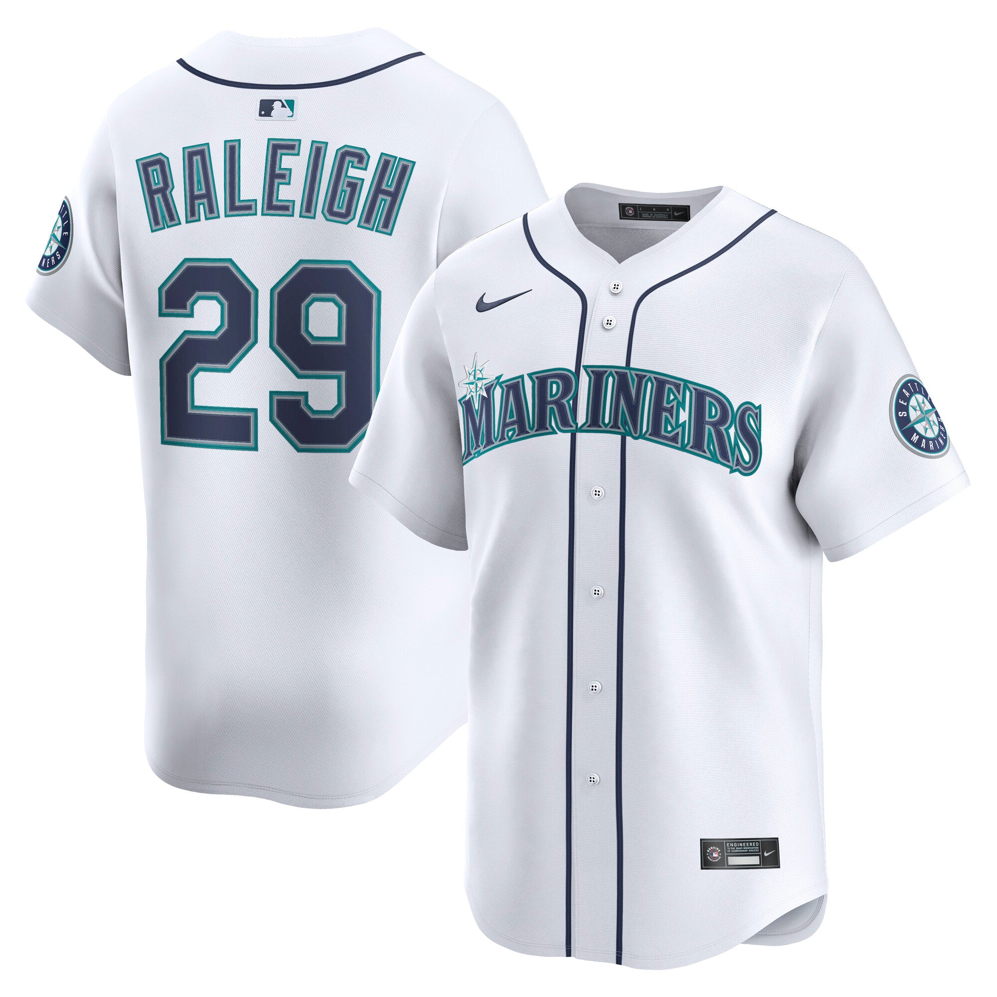 Men's Seattle Mariners Cal Raleigh Nike Alternate Limited Jersey -Teal/White - Image 3