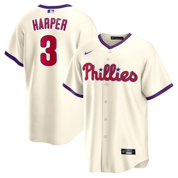 Bryce Harper Philadelphia Phillies Nike Alternate Replica Player Name Jersey - Cream/Red/White - Image 2