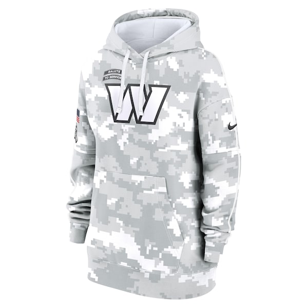 Washington Commanders Nike Women's 2024 Salute To Service Club Fleece Pullover Hoodie - Arctic Camo - Image 2