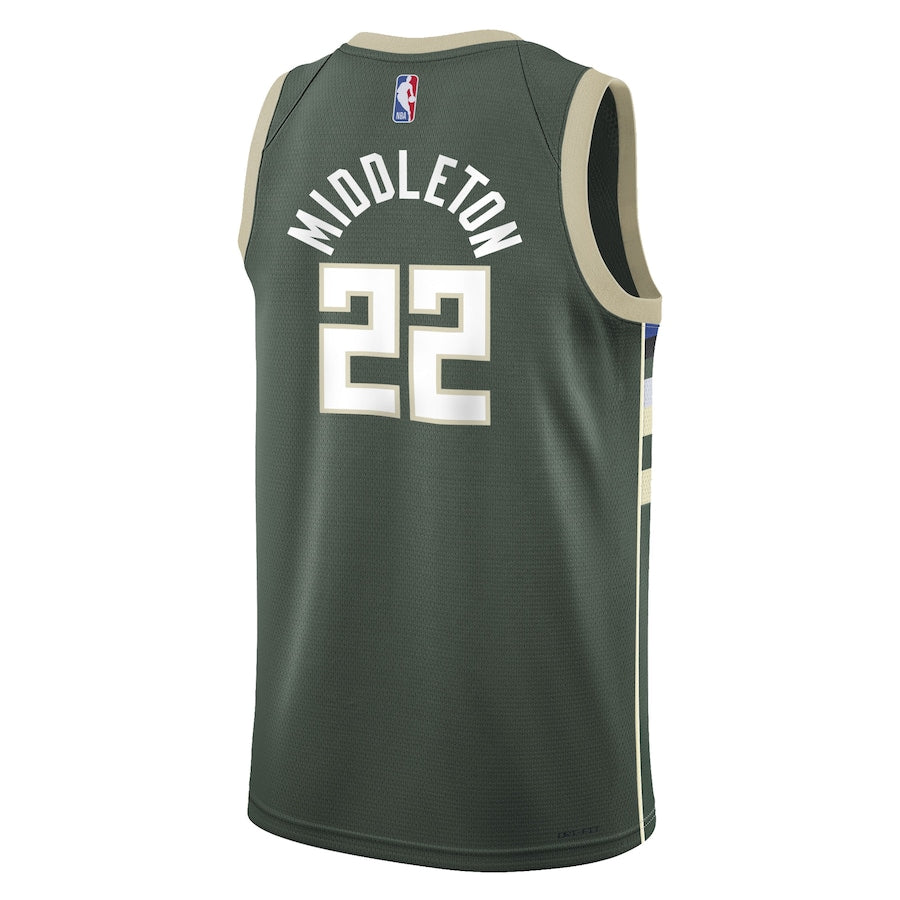 Khris Middleton Milwaukee Bucks Nike Youth 2021/22 Swingman Jersey - Icon Edition - Hunter Green - Image 3
