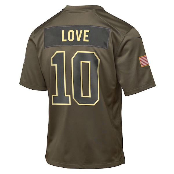 Jordan Love Green Bay Packers Nike Youth 2025 Salute to Service Game Jersey - Olive - Image 3