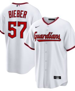 Alternative view of Shane Bieber Cleveland Guardians Nike Road Replica Jersey - Gray/White