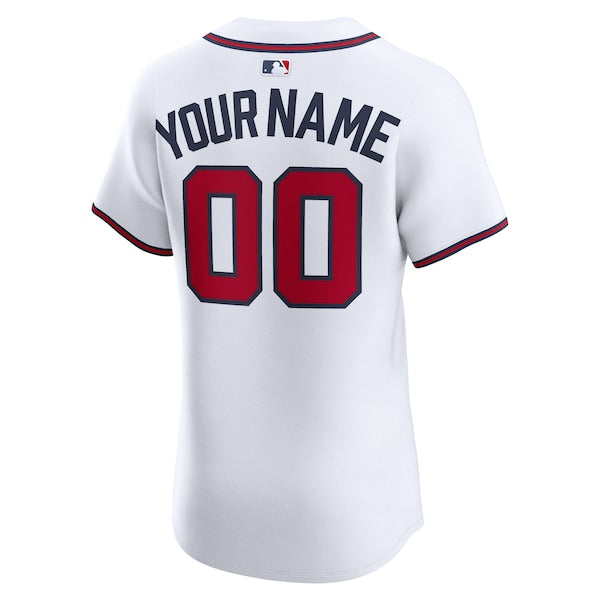 Atlanta Braves Nike Home Elite Custom Jersey - White - Image 3
