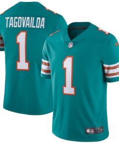 Alternative view of Tua Tagovailoa Miami Dolphins Nike Alternate Vapor Limited Jersey - Aqua/White