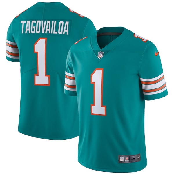 Tua Tagovailoa Miami Dolphins Nike Alternate Vapor Limited Jersey - Aqua/White - Image 2