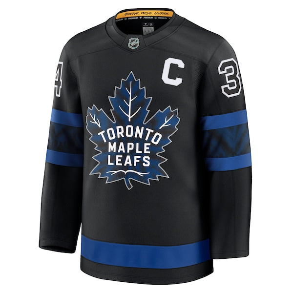 Auston Matthews Toronto Maple Leafs Captain Patch Alternate Premium Jersey - Black/Blue - Image 3