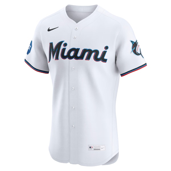 Miami Marlins Nike Home Elite Jersey - White - Image 2