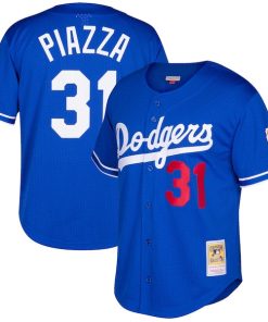 Mike Piazza Los Angeles Dodgers Cooperstown Collection Mesh Batting Practice Button-Up Jersey - Royal