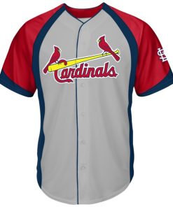 St. Louis Cardinals Big & Tall Colorblock Full-Snap Jersey - Gray/Red